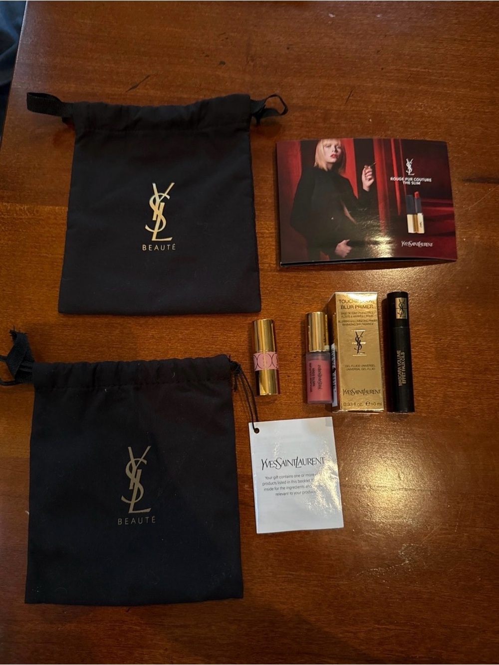 YSL travel and sample products with 2 bags